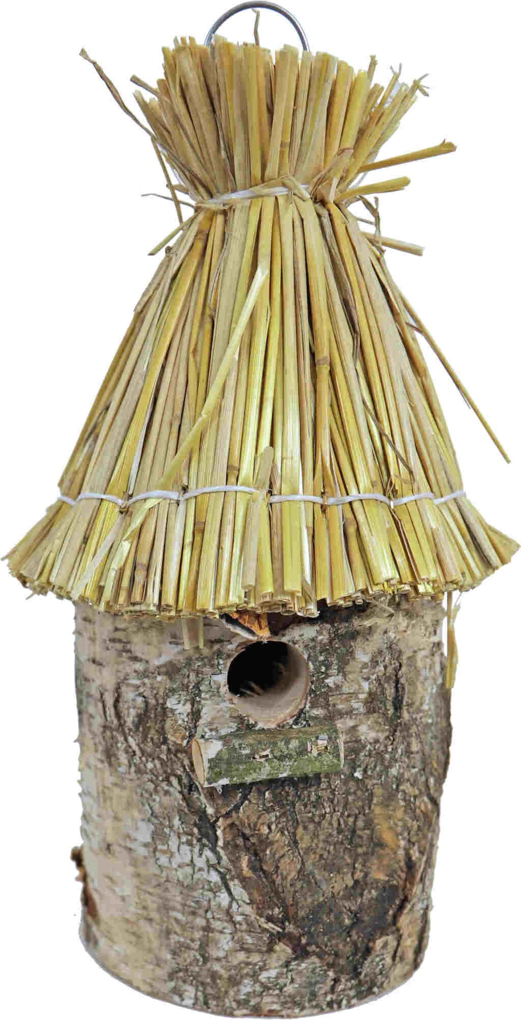 Mezenkast Rond Berken Met Stro Dak 4 Mezenkast Rond Berken Met Stro Dak - Afbeelding 2